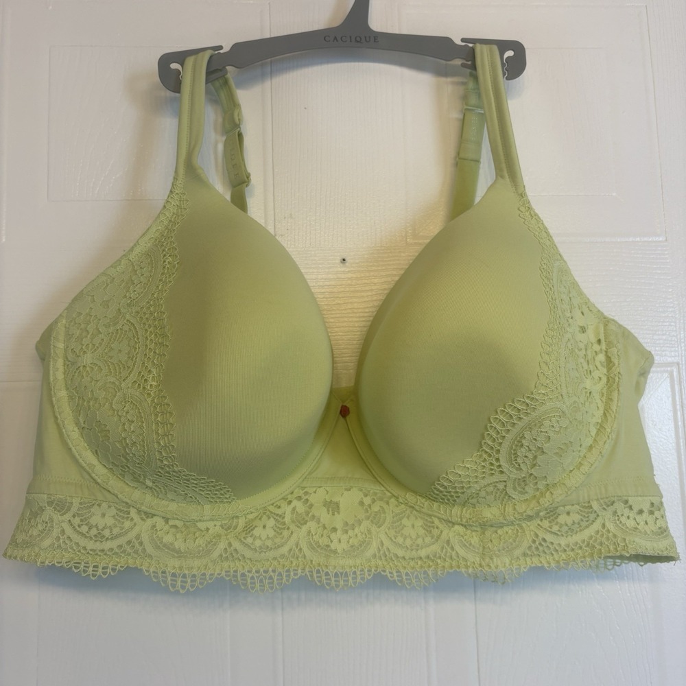 Cacique Cotton Lightly Lined T-shirt Bra Underwire‎ Longline Lace Size 46DD